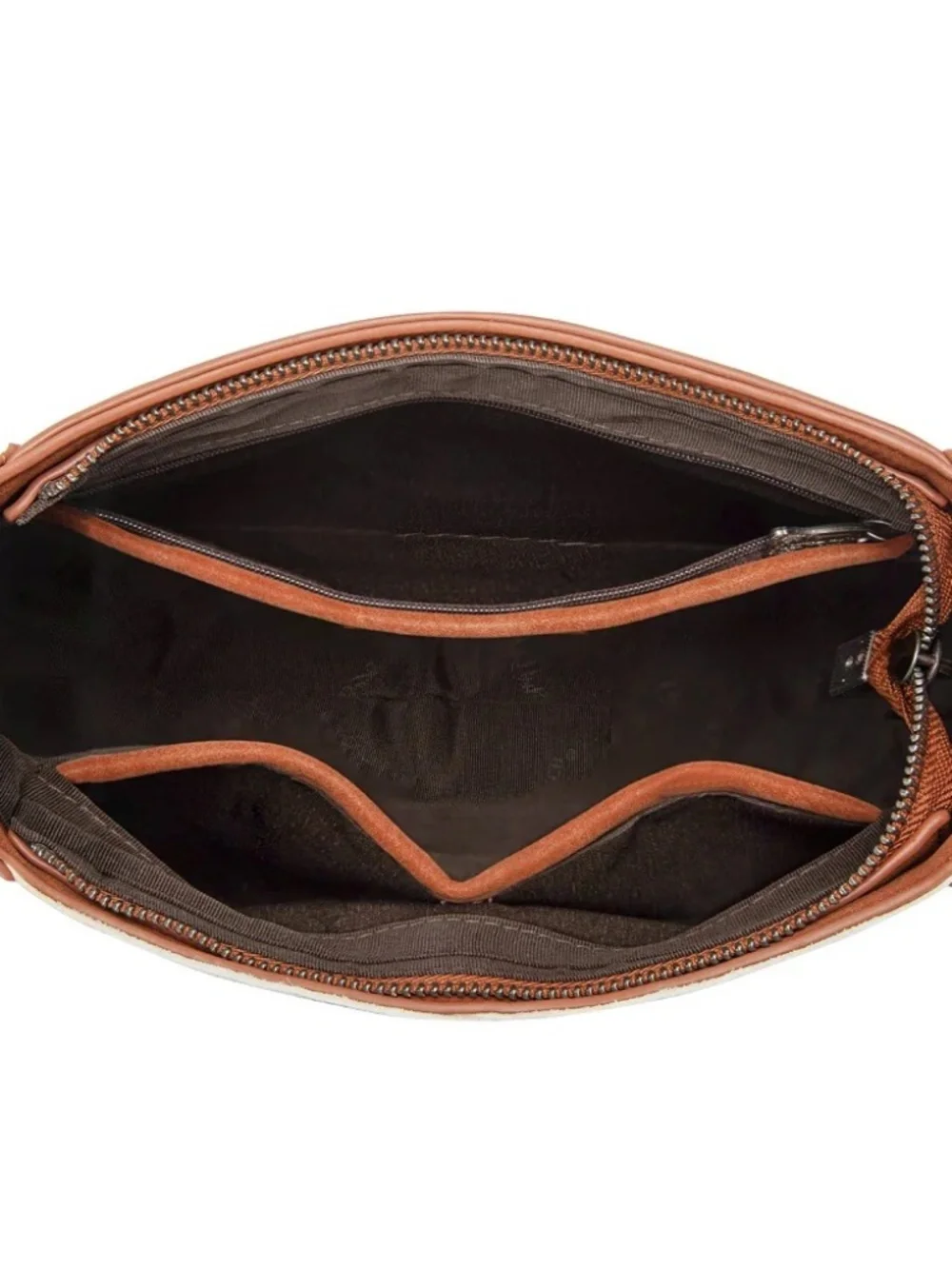 Trinity Ranch Cowhide ＆ Tooled Leather Hobo Crossbody Bag Brown
